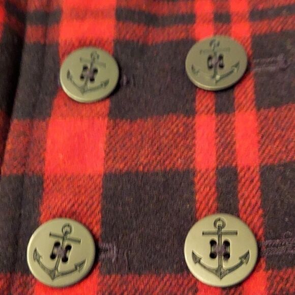 Janie and Jack Red Navy Plaid Peacoat Sz 3 - 4 - Picture 6 of 6